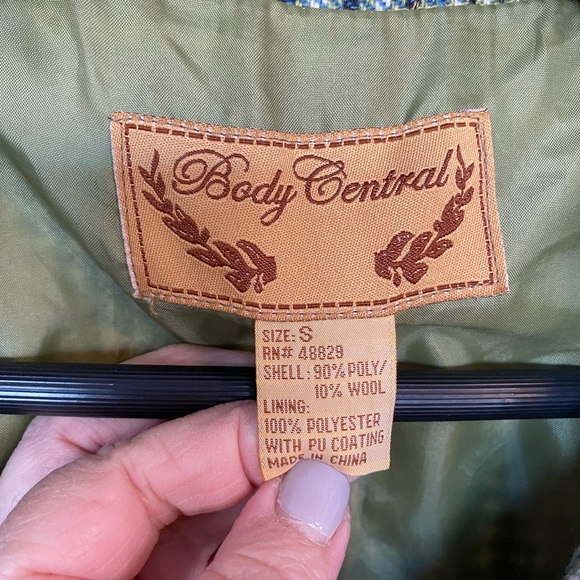 Body Central Green Plaid Jacket Wool/Poly Blend Size Small - Picture 7 of 8